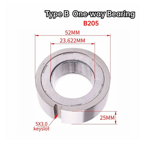 Shop Tested Workhorse B205 Cam Clutch Needle Roller One Way Bearing With Keyway, 52mm steel bearing with keyslot.
