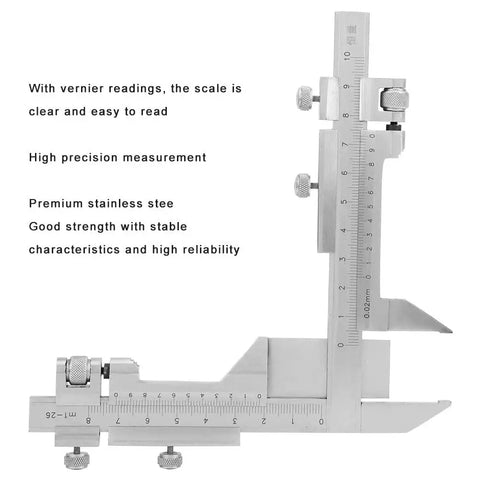 Heavy Duty Stainless Steel Vernier Caliper Built To Crush Tough Precision Jobs Measures Gear Tooth Thickness Exactly dual slide scales, clear readings, premium finish.