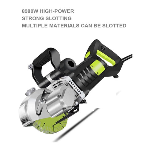 Badass Heavy Duty Electric Slotting Machine And Groove Cutter With Dustproof Brushless Motor delivers 8980W power for precise cuts.