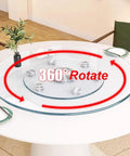 Heavy Duty Tempered Glass Lazy Susan Serving Platter With A Slick Spinning Design And Rock Solid Construction Perfect For Kitchen Tables And Dinner Parties on a round table showing 360° rotation.