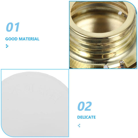 Close-up of Slick White Iron Fire Sprinkler Covers 2 Pack showing shiny brass and smooth white cover details.