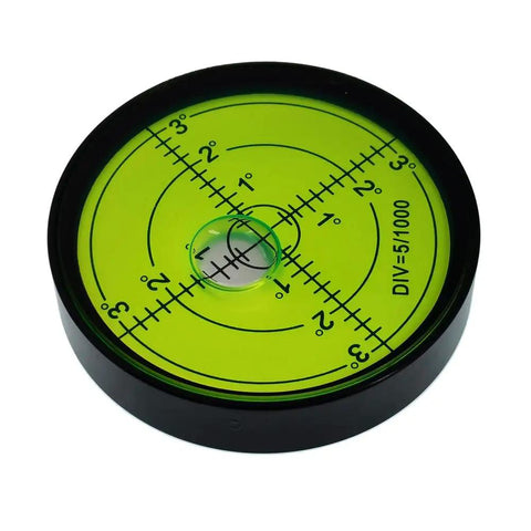Pro Grade High Precision Horizontal Bubble Cardan Level With 60mm Aluminum Housing Ball Bead Leveler 15 Min / 2mm Accuracy High Contrast Vial Wide Temperature Range Great For Construction And Precision Instrument Leveling, high-contrast vial close-up.