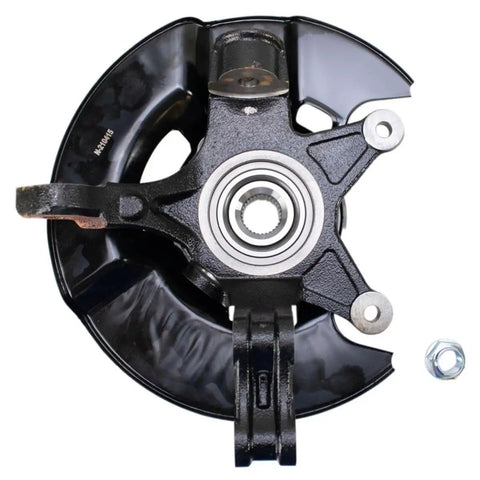 Rugged Front Wheel Bearing And Hub Assembly With Steering Knuckle Pair For 2005 To 2008 Honda Pilot, top view showing black metal construction.