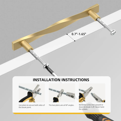 Premium Brushed Gold Cabinet Pulls 3 Inch Hole Center installation image showing size measurement and tools for use.