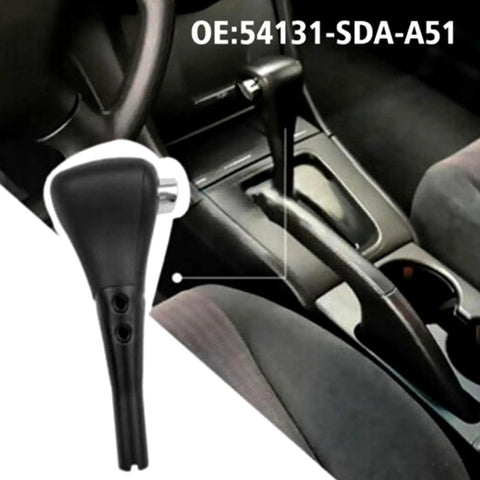 Solid Upgraded Shift Knob Lever Handle With Super Grippy Handball For Smooth Gear Changes Easy Swap Install Plus Repair Tape Kit To Wrap That Sturdy Car Gear Shifter Today. Black metal shift knob installed in a manual car center console.