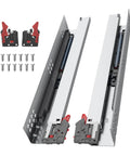 Heavy Duty Soft Close Undermount Drawer Slides For Frameless Cabinets with installation screws and clips included.