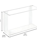 Clear Plastic Wall Mount Organizer For Kitchen Bathroom Office Garage And Craft Room Versatile Wall Mounted Storage Box To Hold Spices Meds Gadgets Toiletries And Small Items Keeps Your Pad Tidy Three Point Five By Eleven By Six Point Five Inches, showing empty clear organizer with measurements