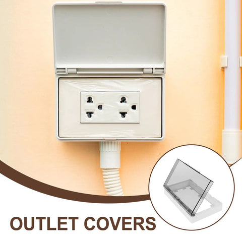 No Sweat Waterproof Outlet Covers With Heavy Duty Adhesive Strip For Quick Home Fixes Total Indoor Outdoor Weather Blocking, open cover display.