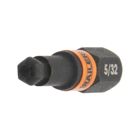 Close-up of Ball End Hex 5/32 Inch Impact Driver Bit Set showing 5/32 size marking and quick release feature.