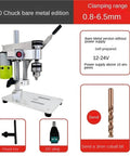 Hella Precise Mini Benchtop Drill With Stepless DC Motor For Quick Diy Fixes And Compact Shop Tasks featuring bare metal design.