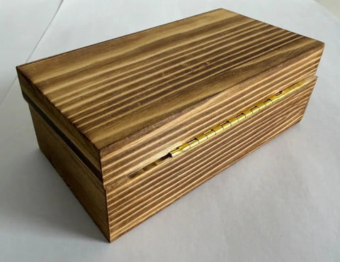 Top Shelf Solid Brass Piano Hinge 180 Degree Swing for Cabinet Closet and Jewelry Box Vibrated Brass Finish on Wooden Box