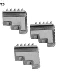 Bulletproof Three Piece Inside And Outside Jaw Chuck Set Featuring Self Centering Grip For Lathe Machining Precision Metalworking Tools, 3 metal jaws.