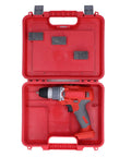 All Day Hassle Free Cordless Drill Driver With Dual Mode Switch Twenty Five Position Clutch High Torque Two Speed Gearbox in red case.