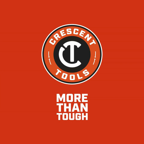Crescent Tools logo with 'More Than Tough' slogan on a red background.