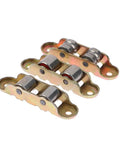30 Piece Double Wheel Metal Sliding Door Pulleys Track Roller Hardware Kit Featuring Silky Smooth Buffer Design For Zero Noise Cabinet Window Shower Door Fixes, showing three metal pulleys.