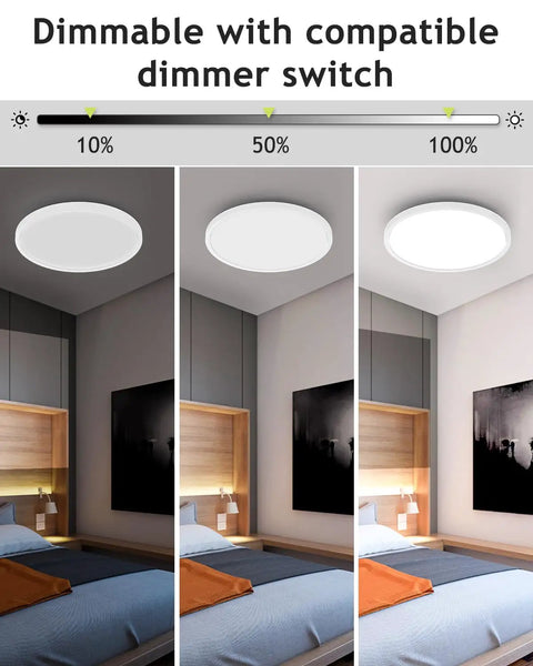 4 Pack Flush Mount LED Ceiling Light Fixture White 12 Inch 28W Dimmable With 3000K 4500K 6000K Color Temperature 3200 Lumens in bedroom
