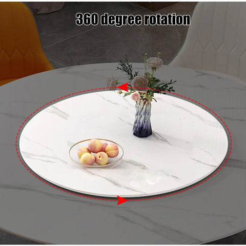 Large Marble Lazy Susan Turntable Rotating Serving Plate For Countertops And Dining Tables with fruit and flowers on display.