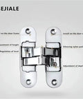 Heavy Duty Hidden Door Hinge For Sleek Invisible Panels With Three D Adjustability And Smooth One Eighty Degree Flat Folding, chrome finish