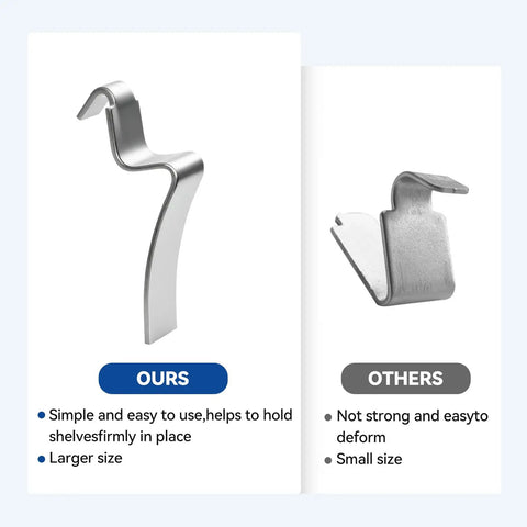 16 Pack Tough As Nails Metal S Clips For Cabinet Shelving Heavy Duty Adjustable Shelf Brackets showcasing larger durable steel clip design.