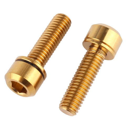Top Shelf Titanium Hex Screws with Stigma Chamfer Heads plus Washers M5x18mm for Bicycle Stem Parts Cycling Upgrade Gold
