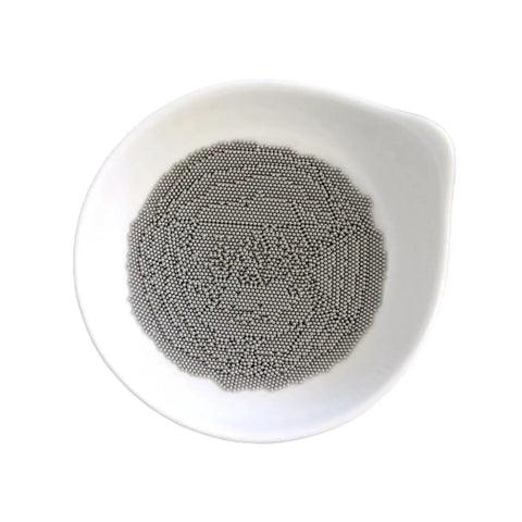 Top Notch Slick Polished 304 Stainless Steel Ball Bearings in a white dish, showcasing smooth rolling miniature components.
