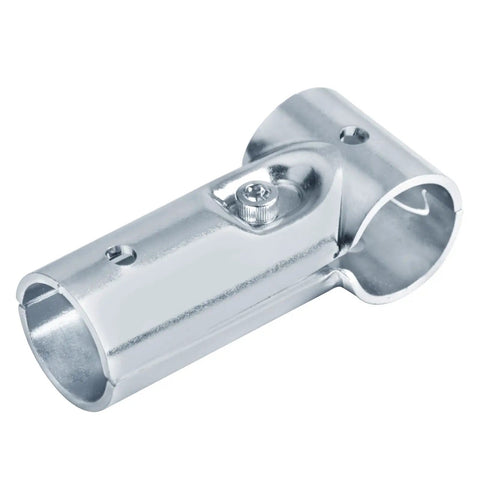 Close-up of Fanmao T Pipe Connector Tee Clamp for 1" EMT, electro-galvanized steel, showing bolt and nut assembly