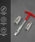 T-Handle Spark Plug Socket Wrench With Swivel Head And Extended 16Mm 21Mm Sockets 3 Piece Set displayed with ergonomic grips.