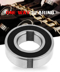 Pro Grade Sprag Clutch One Way Bearing With Dual Keyway Design N25 X 52 X 15mm close-up view on background gears.
