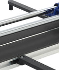 31 Inch Manual Tile Cutter Heavy Duty Precision Scoring Tool With Ball Bearings And Ruler Bar close-up of linear rails and scoring surface.