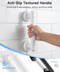 Close-up of upgraded suction shower handle showcasing anti-slip textured grip, white color, installed securely on tile.