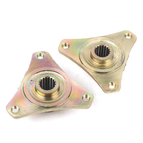 Go Kart Rear Axle Kit 740mm With Beefed-Up Brake Assembly And Pillow Blocks Including T8F Chain For DIY Quad Trike Drift Bike Builds Fits 50cc 70cc 90cc ATVs And More, close-up view of metal pillow blocks