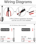 Wiring diagram for Compact 12V Mini Linear Actuator With Rocker Switch showing connections and operation.