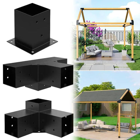 Heavy Duty Pergola Hardware Kit With 3 Way Slanted Roof Brackets And Screws For Outdoor Garden Patio Backyard Or Courtyard Pergola Construction Built From Premium Steel For Durability And Weather Resistance