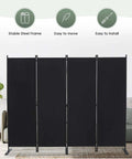 4 Panel Room Divider Freestanding Privacy Screen 6 Ft Folding Partition With Wide Feet Portable Black Steel Frame 89 Inch Wide 71 Inch High Easy Setup No Brainer Stability Rust Resistant For Home Office Dorm setup in a living room