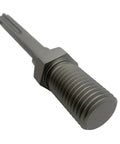 One And A Quarter Inch To Seven Male SDS Max Core Drill Adapter For Core Bits Rotary Mode Only Heat Treated Steel Industrial Grade High Strength Beefed Up Durability For Tough Jobs Core Drilling Accessory Compatible With SDS Max Bits, angled view showing threaded design and steel finish.