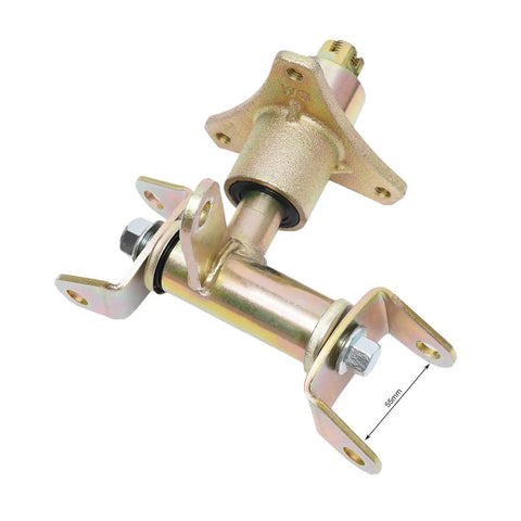 Front view of Front Suspension Shock Swing Arm Kit For ATV Quad Go Kart, 220mm Upper And Lower Steering Knuckle Spindle Replacement, iron build.