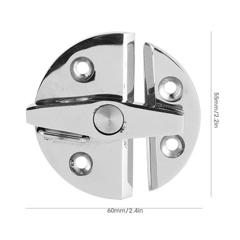 Marine Grade 316 Stainless Steel Turn Button Catch Latch Lock With Positive Stop, 60mm, for boat hatch doors and bait wells.