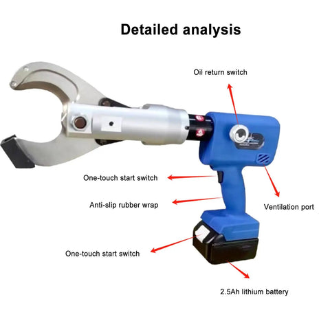 Portable Electric Ratchet Cable Cutter For Copper And Aluminum Cables, 18V Cordless Hydraulic Cutter with battery and switches