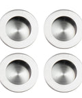 Round Sliding Closet Door Handles Set Of 4 In Stainless Steel Silver Finish Flush Finger Pulls With 2 Inch Diameter Recessed Pocket