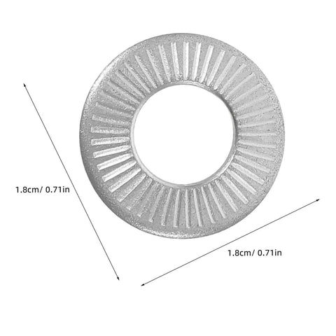 Tough As Nails M6 Conical Spring Washers 40 Pack 304 Stainless Steel showing knurled design and dimensions of 1.8cm.