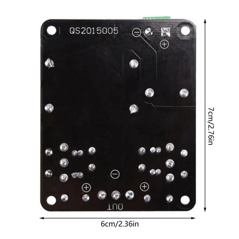 Rear view of the Beefy Voltage Heating Module With Flyback Heater Driver Board for High Power DC 12 to 24 Volt Systems, dimensions 6x7cm.