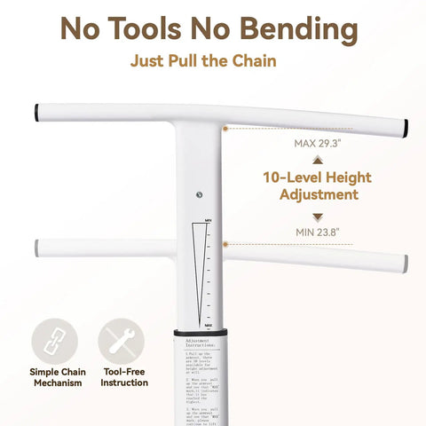 Solid as a Rock Toilet Safety Rails with Heavy Duty Grab Bars showing height adjustment features for 23.8 to 29.3 inches.
