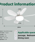 Bladeless Ceiling Fan With Lights And Remote Control Dimmable Enclosed Low Profile Mini Ceiling Fan Easy Install 3000K-6000K