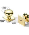 10 Pack 1-1/4 Inch Vintage Aged Polished Brass Backplate For Cabinet Knobs And Drawer Handles Heavy Duty Zinc Alloy Furniture Hardware Go Big With Slick Top Shelf Durability with measurements.