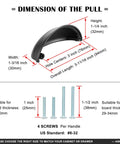 Dimensions diagram for Pack Of 10 Oil Rubbed Bronze Bin Cup Pull Handles For Kitchen Cabinets and Drawers Heavy Duty Zinc Alloy Hardware.