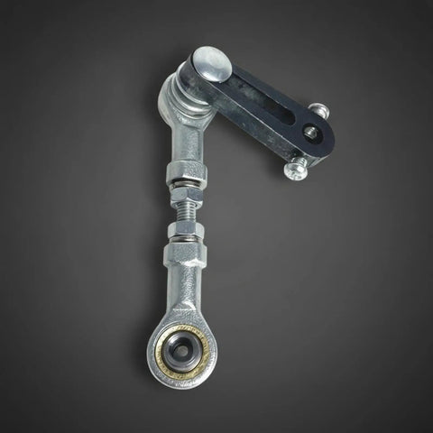 Adjustable Ball Joint Linkage Assembly For DIY Projects Small Swing Arm Kit With Fish Eye Joint Sturdy Hobbyist Grade on gray background
