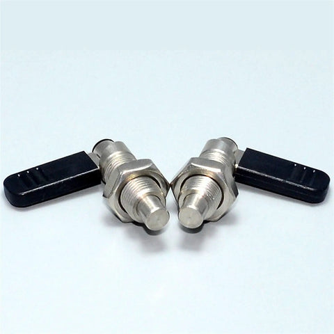 Kickass Lever Type Indexing Plunger With Spring Screw And Position Lock Pin featuring two smooth metallic screw handles on a white background.