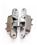 Ten Pack Heavy Duty Invisible Door Hinges With Smooth Three Point Pivot For Folding Panels Zinc Alloy Frame Carries Almost Forty Four Pounds Each Rock Solid Gear Delivers Zero Friction Swing Action - Close-up view of hinge mechanism.