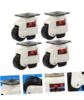 Heavy Duty 4 Pack Swivel Leveling Casters For Workbench And Equipment Transport featuring adjustable base plates and sturdy design.
