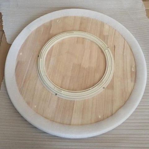 Premium Wooden Lazy Susan Turntable Nailed It Design with soft padding base and smooth wood finish for dining use.